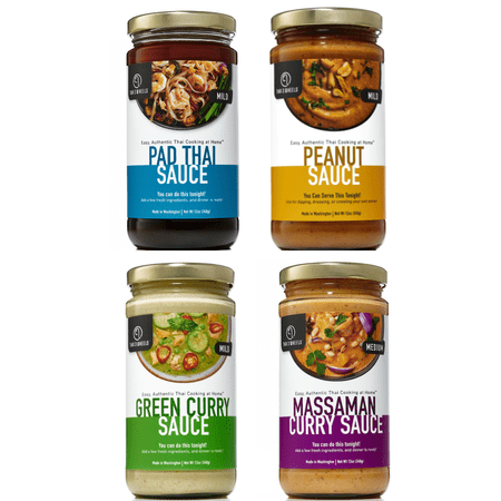 THAI 3 WHEELS SAUCE VARIETY PACK (4 PACK, 12 OZ JAR), No Preservatives, No Artificial Colors or Flavors, Gluten Free, Authentic Recipe, Healthy Ingredients, Easy to Use
