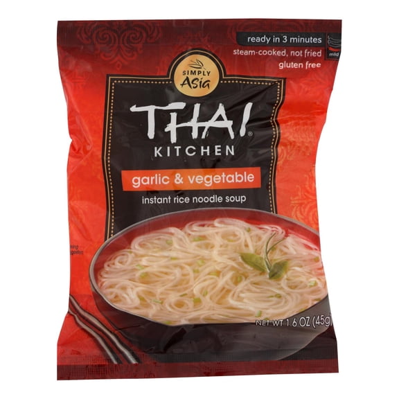 THAI KITCHEN - Quick Garlic and Vegetable Instant Rice Noodle Soup - 1.6 Oz, Case of 12