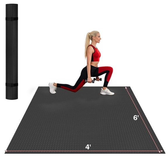 THAILE 6'x4' Exercise Mat (0.25" Thick), Large Workout Mat for Home Gym, Non-Slip HPE Exercise Mat Heavy Duty for Cardio Pilates Yoga, Shoe-Friendly Workout Mat with Floor Protection