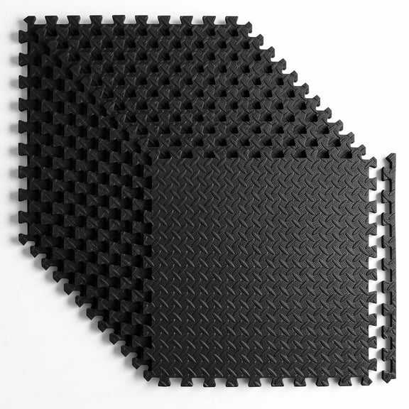 THAILE Exercise Puzzle Mat, 12-Pack EVA Gym Mat for Home Gym, 48 Sq Ft Interlocking Cushioned Flooring for Workout Equipment, Non-Slip Protective Floor Tiles