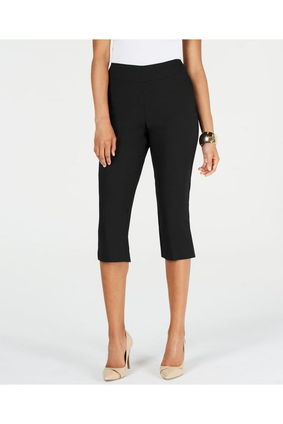 $59 Womens New Black Hardware Pants Cropped Wear To Work Pants S B+B