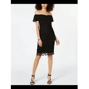 THALIA SODI $89 Womens New Black Off Shoulder Midi Body Con Cocktail Dress L B+B