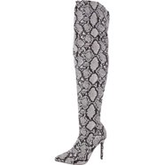THALIA SODI Womens Black Snake Print Cushioned Rominaa Pointed Toe Stiletto Zip-Up Dress Heeled Boots M