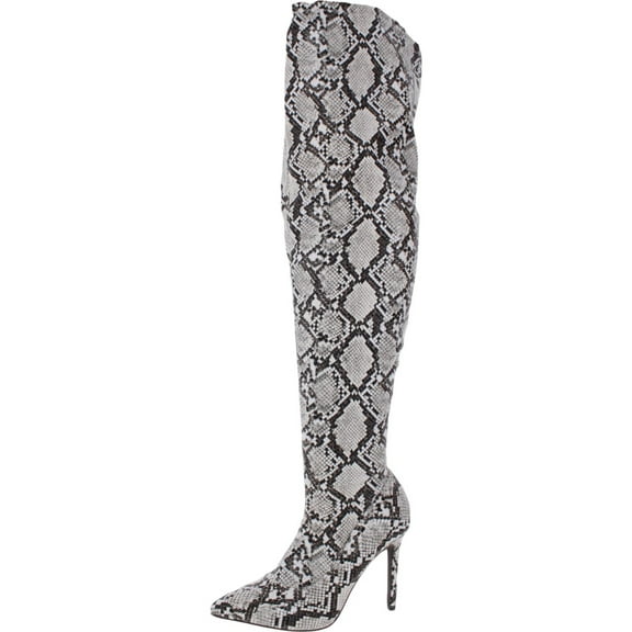 THALIA SODI Womens Beige Snake Print Comfort Cushioned Rominaa Pointed Toe Stiletto Zip-Up Dress Boots 6.5 M