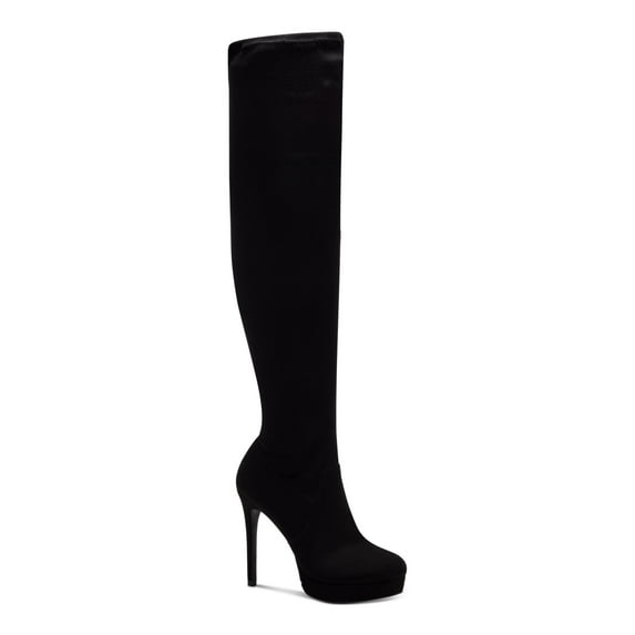 THALIA SODI Womens Black 1" Platform Clarissa Almond Toe Stiletto Zip-Up Dress Boots 5 M