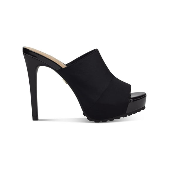 THALIA SODI Womens Black 1" Platform Lug Sole Cindie Round Toe Stiletto Slip On Heeled Sandal 9 M