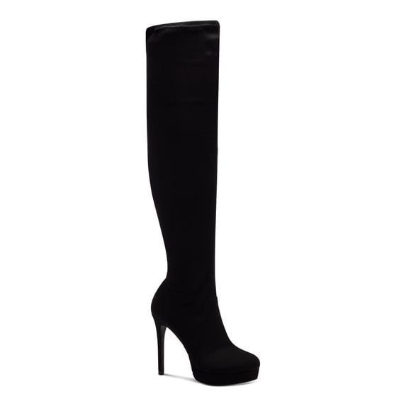 THALIA SODI Womens Black 1" Platform Padded Clarissa Almond Toe Stiletto Zip-Up Dress Boots 7.5 M