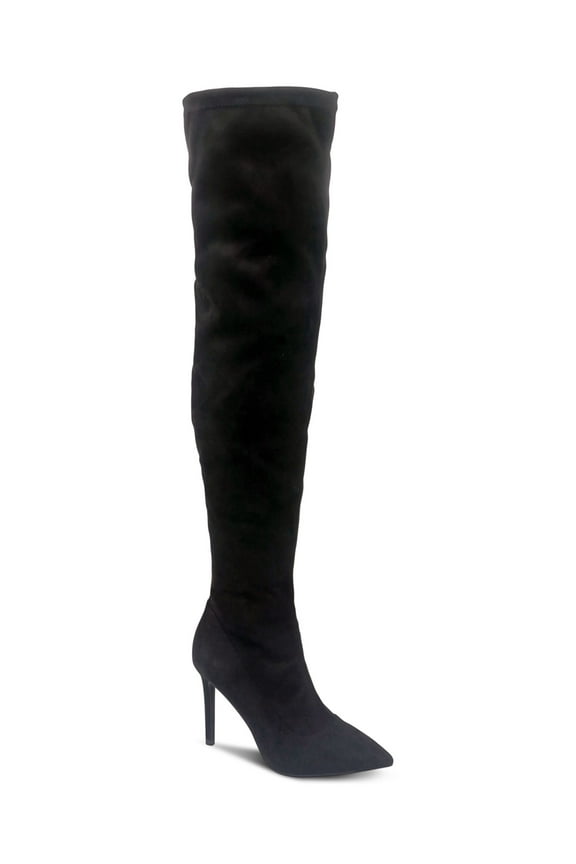 Womens Black Cushioned Pointed Toe Stiletto Zip-Up Dress Boots 5.5
