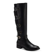 THALIA SODI Womens Black Padded Buckle Accent Goring Veronika Round Toe Block Heel Zip-Up Riding Boot 7 W