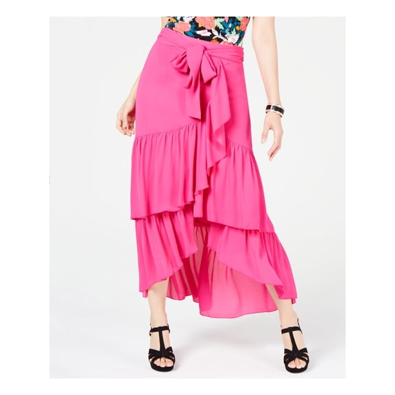 THALIA SODI Womens Pink Ruffled Tea-Length Hi-Lo Skirt Size: XL