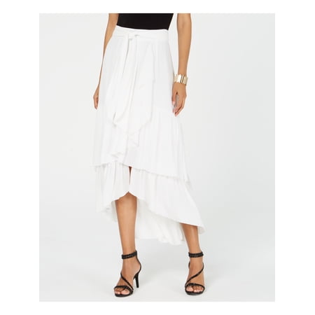 THALIA SODI Womens White Ruffled Tiered Tea-Length Hi-Lo Skirt Size: M