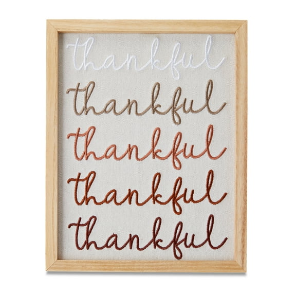 Thankful Embroidered Framed Wall Decor, Multicolor, 8" x 10", Harvest by Way To Celebrate