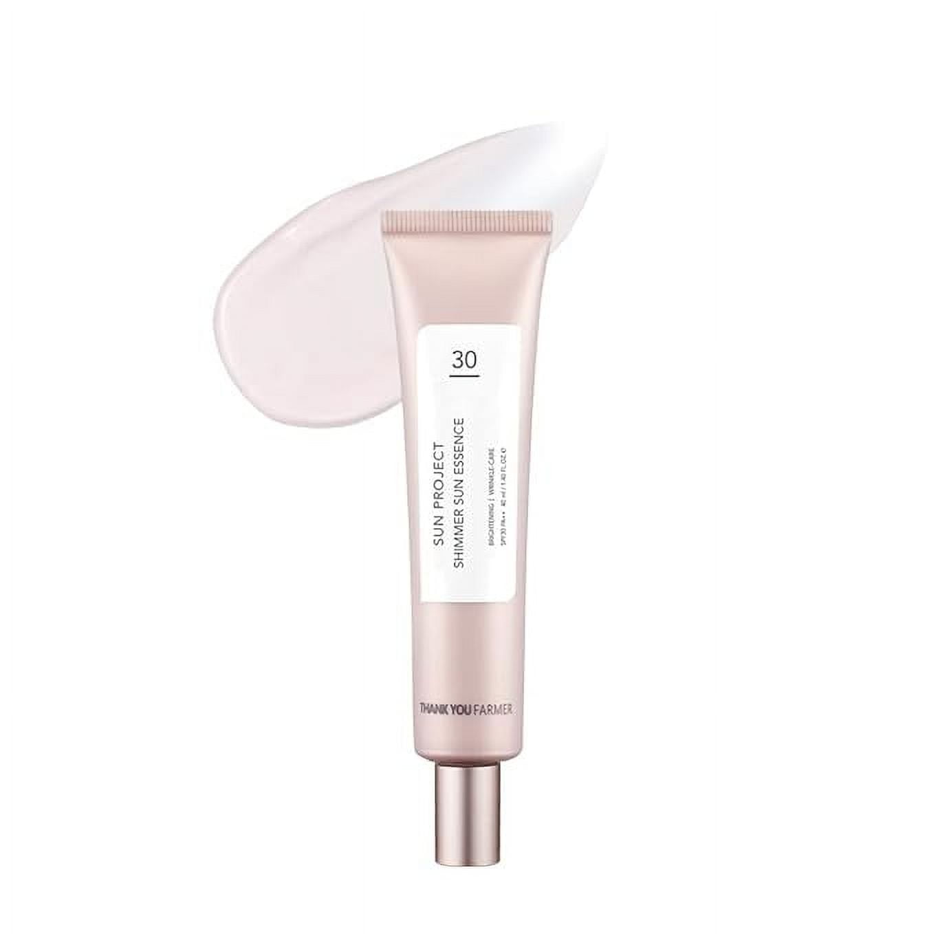 THANKYOU FARMER Sun Project Shimmer Sun Essence 1.40 Fl Oz (40ml) - Face Sunscreen for Sensitive Skin, Korean Sunscreen for Face, Travel Size Sunscreen