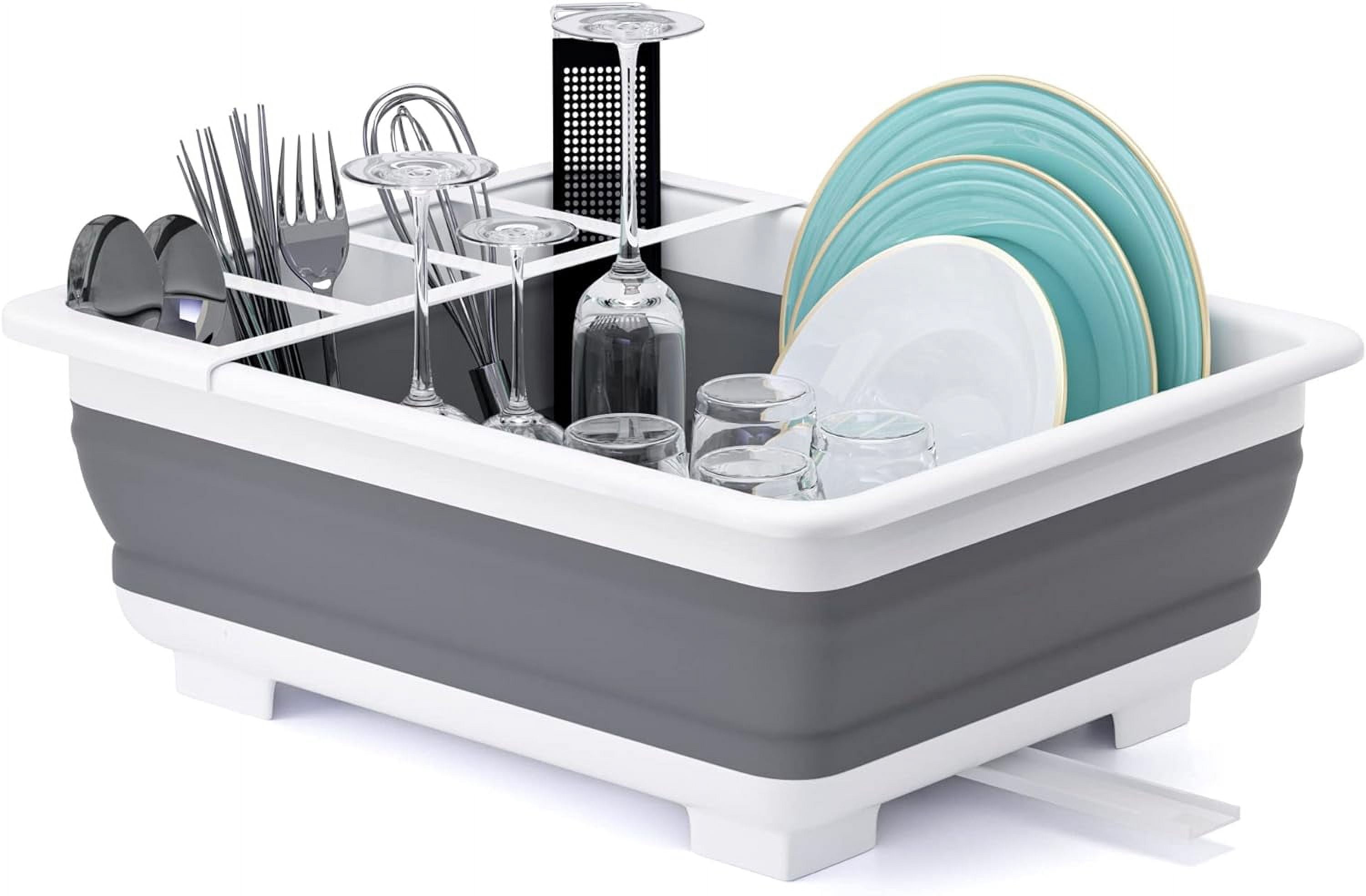 THANSTAR Collapsible Dish Drying Rack Portable Dinnerware Drainer ...