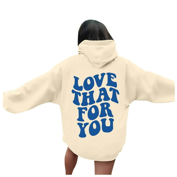 THAT FOR YOU Women's Hooded Sweatshirt Cozy Pullover with Front Pocket for Everyday Casual Wear