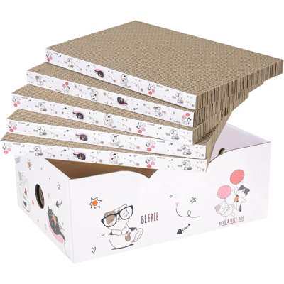 THBN 8 Packs in 1 Cat Scratch Pad, Cat Scratcher Cardboard,Reversible,Durable Recyclable Cardboard, Premium Scratch, Suitable for Cats to Rest, Grind Claws and Play
