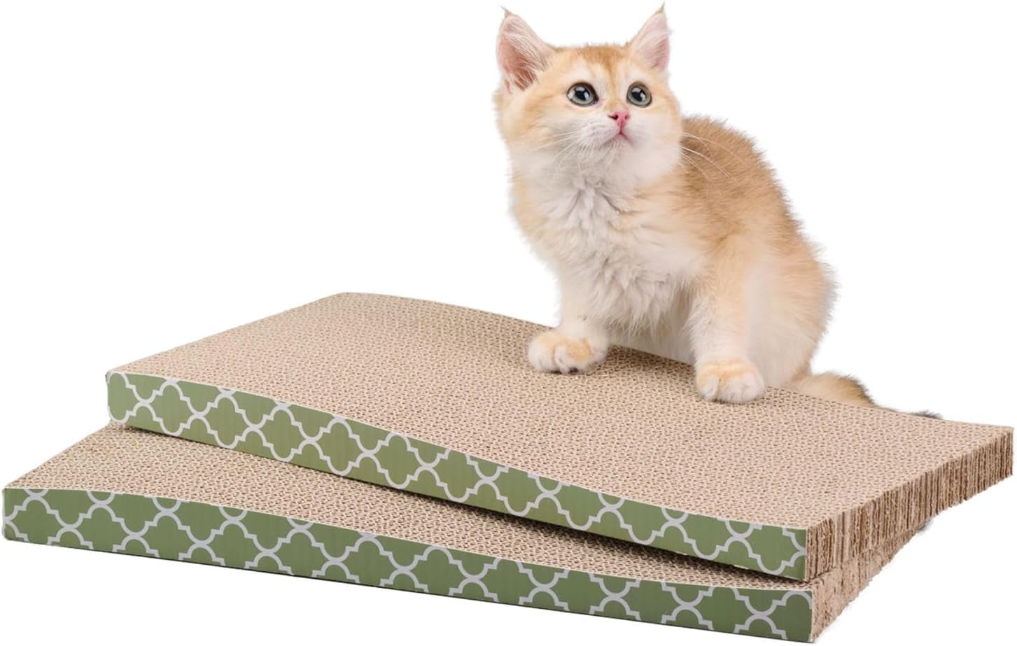THBN Cat Scratcher Cardboard Scratching Pads Scratch with Catnip 2PCS Reversible Corrugated Cardboard
