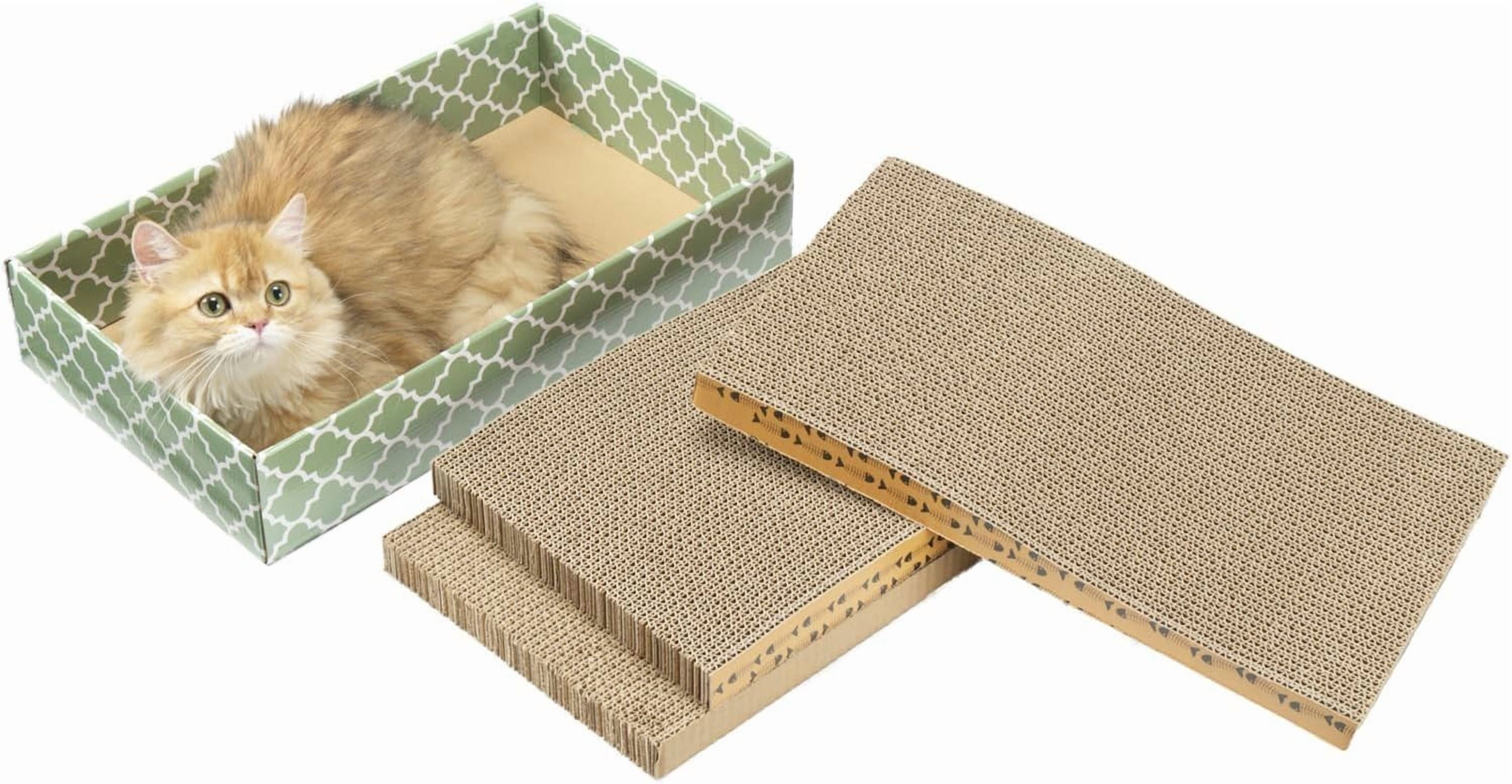 THBN Cat Scratcher Cardboard Scratching Pads Scratch with Catnip 2PCS Reversible Corrugated Cardboard