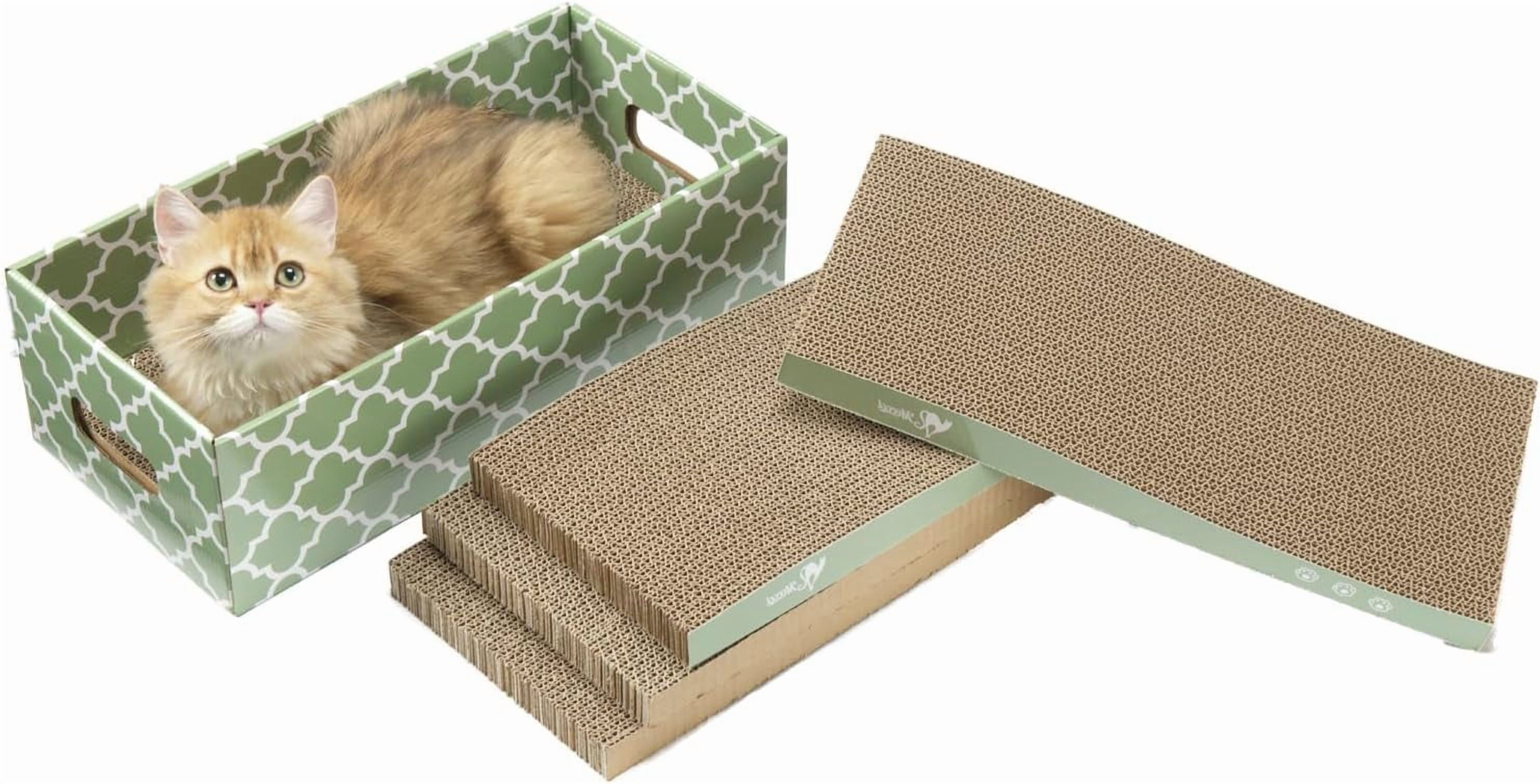 THBN Cat Scratcher Cardboard Scratching Pads Scratch with Catnip 2PCS Reversible Corrugated Cardboard
