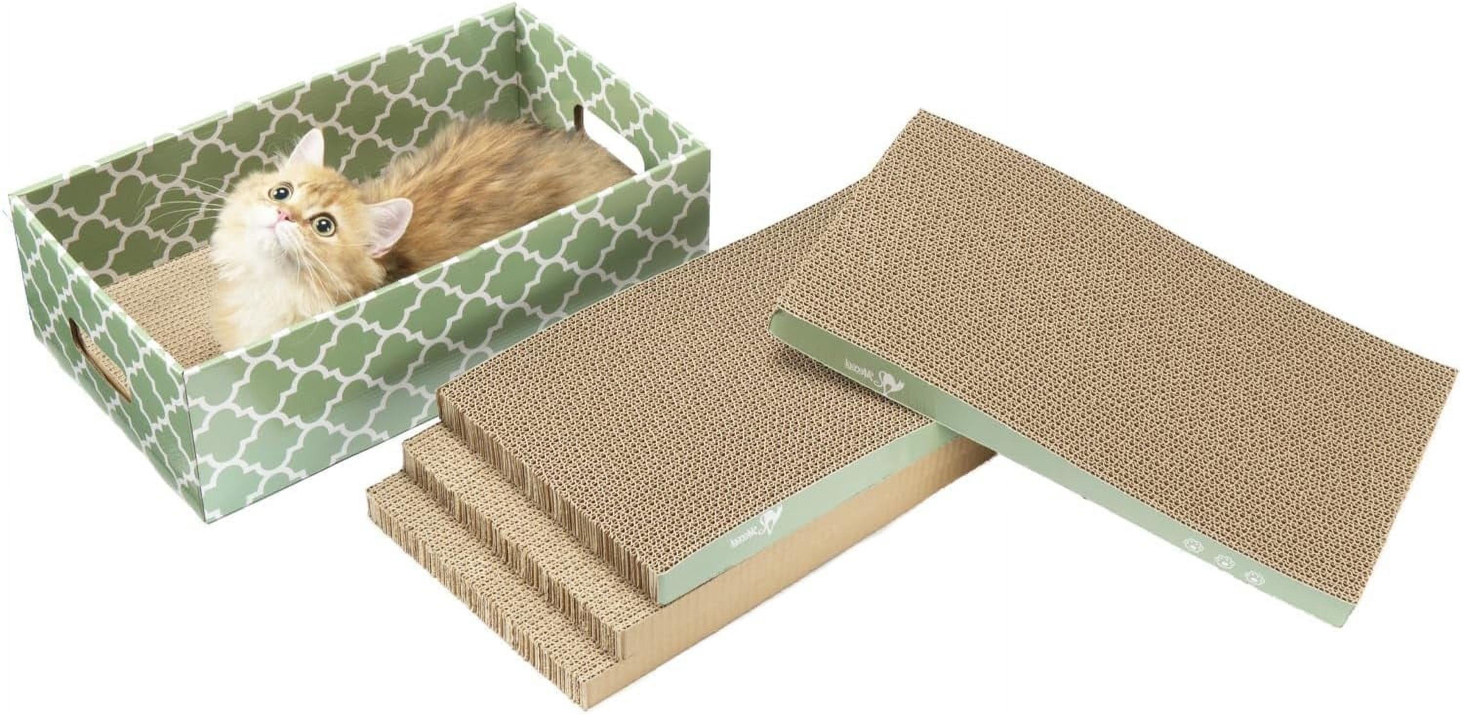 THBN Cat Scratcher Cardboard Scratching Pads Scratch with Catnip 2PCS Reversible Corrugated Cardboard