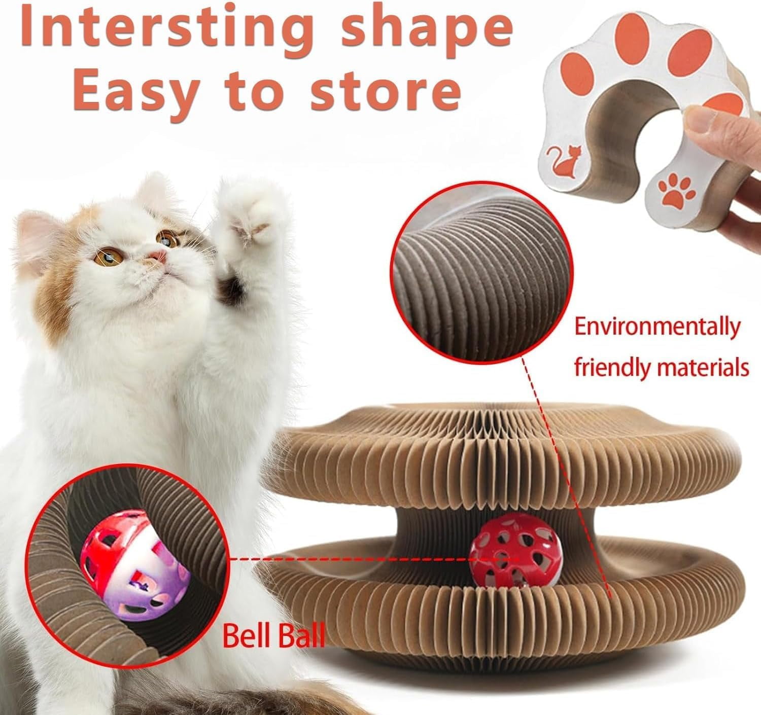 THBN Kitty Curlz, Kitty Curlz Cat Toy, Magic Organ Cat Scratching Board, Snufflepaw Accordion for Cats, Interactive Scratch Pad, Recyclable Cat Scratcher.