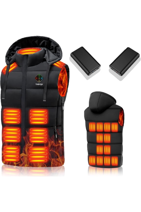 21 Heated Zones Heated Vest, with 40000mAH 7.4V Battery Pack Heated Vest for Men & Women, 5 in 1 Smart Controller