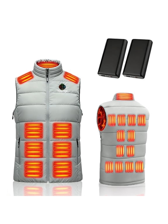 21 Zone Heated Vest for Men & Women with 2 Pcs 20000mAH 7.4V Battery Pack 5 in 1 Smart Controller