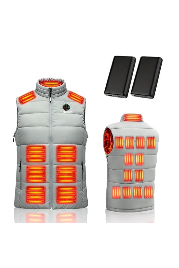 21 Zone Heated Vest for Men & Women with 2 Pcs 20000mAH 7.4V Battery Pack 5 in 1 Smart Controller