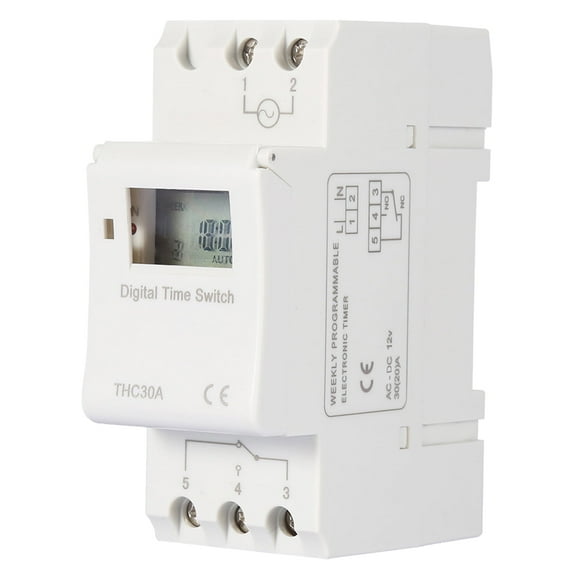 THC 30A waterproof Digital Timer Switch Programmable Electronic Time Control Switch Rail Mounting[12V]