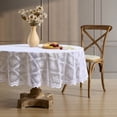 thumbnail image 1 of THD Bella Floral Lace Fabric Tablecloth, Lace Fabric Table Cloth for Round Tables, Wrinkle Resistant Tablecloth, Patterned Scalloped Tablecloth (70 Round, White), 1 of 4