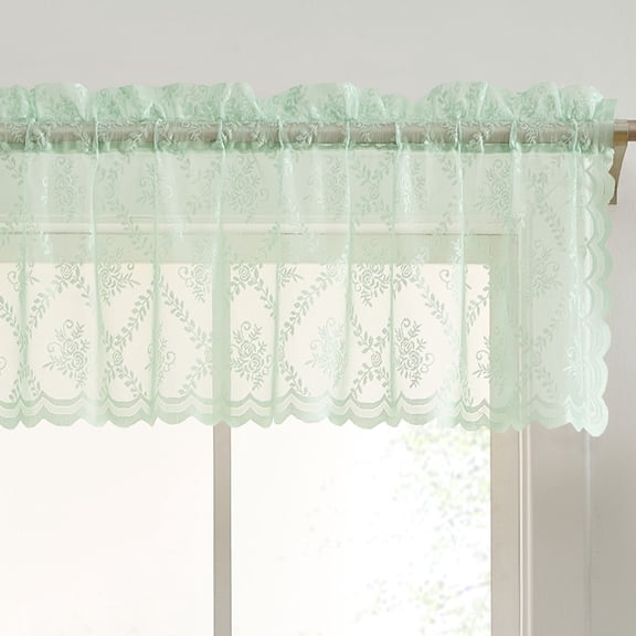 THD Bella Floral Sheer Rod Pocket Valance - 54 W x 18 L