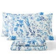 thumbnail image 1 of THD Blue Floral Bed Sheets - 4 Piece Bed Sheet Set - Wrinkle Resistant & Ultra Soft - Fits Mattresses up to 15 Inches Deep, 1 of 9