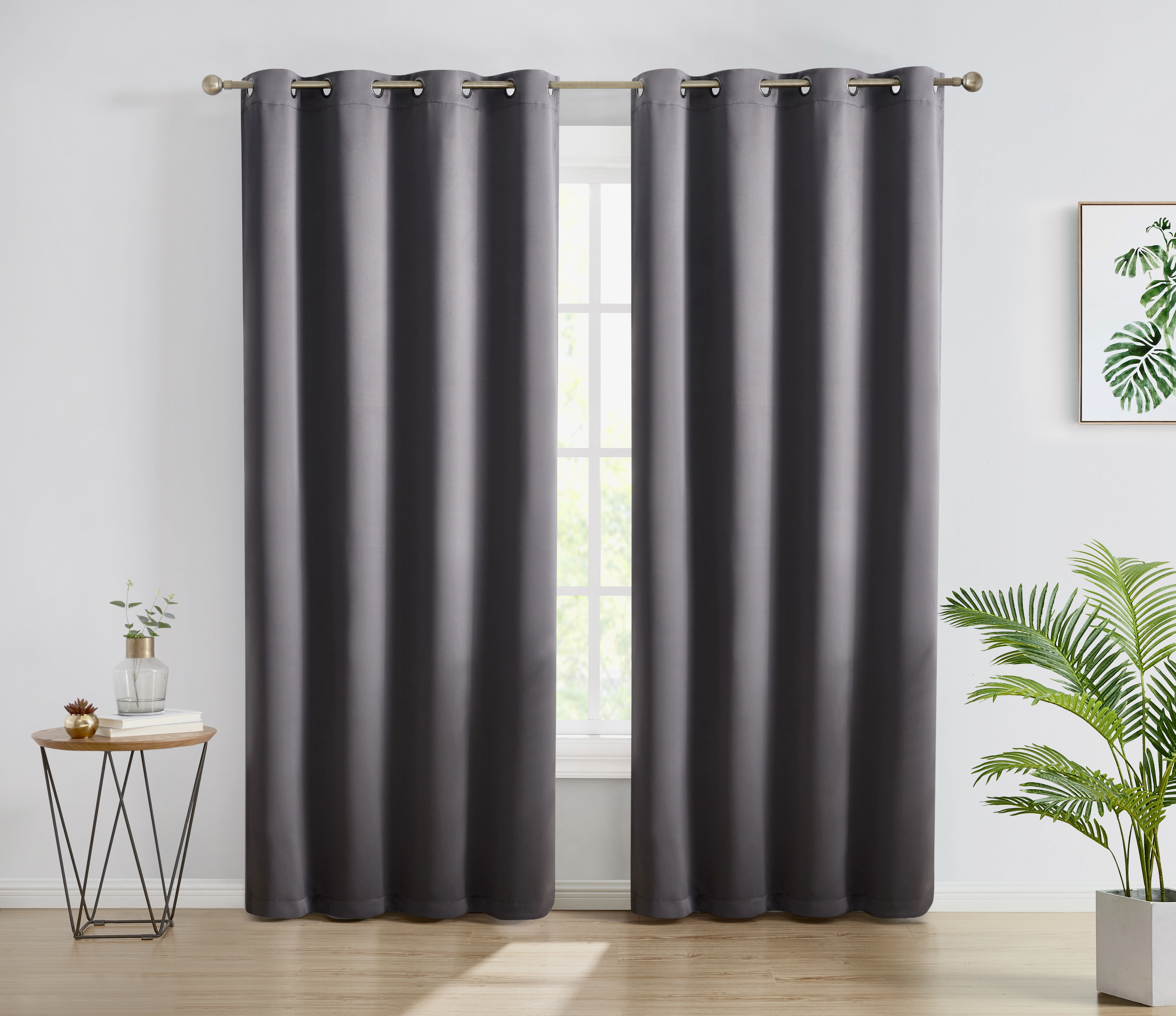 THD Cambridge Blackout Curtains 96 Inches Long - Dark Grey Curtains for Bedroom, Winter Curtains for Living Room, Thermal Insulated Window Grommet Panels, Set of 2 (52 W x 96 L, Charcoal Grey)