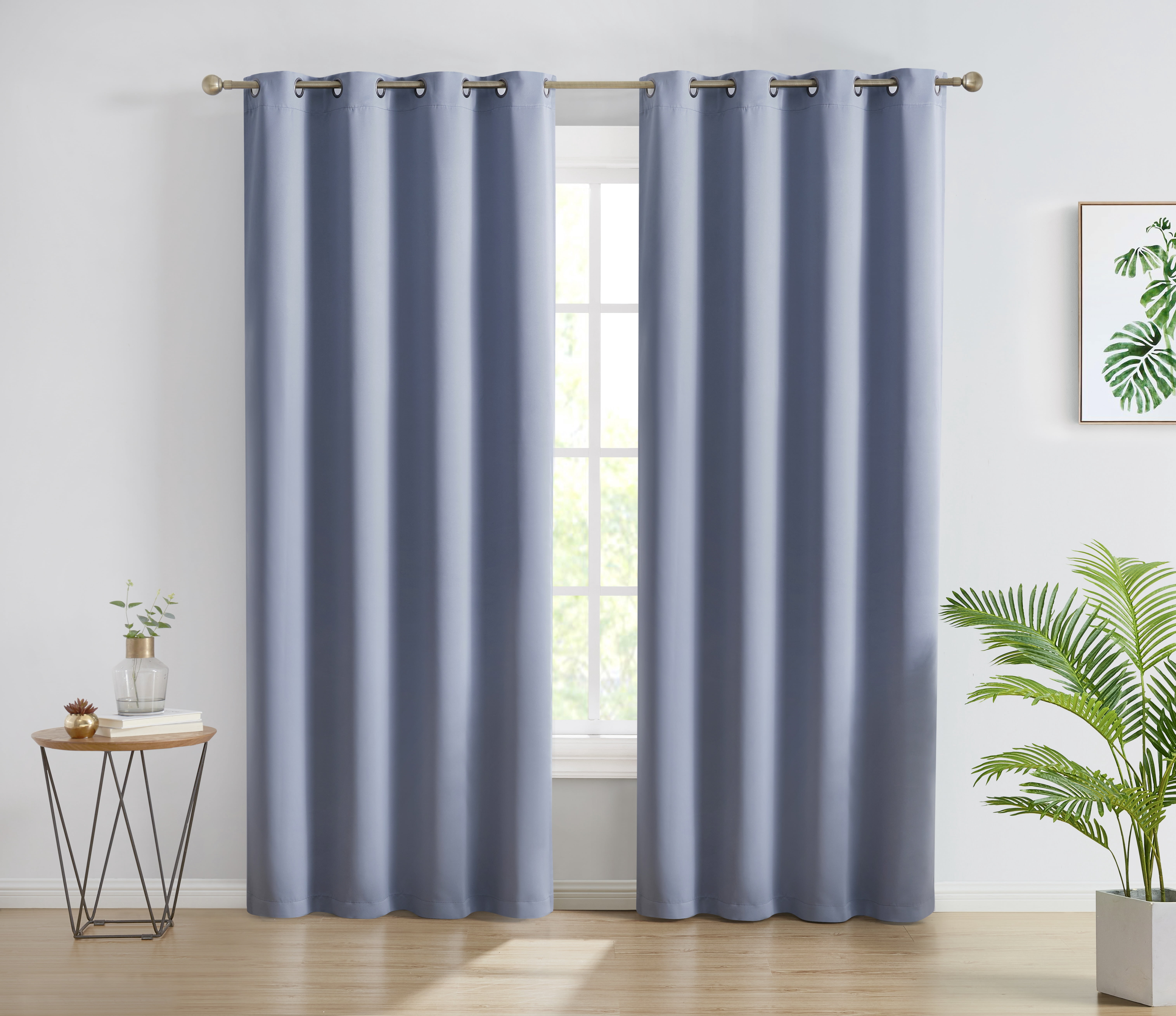 THD Cambridge Bblue Curtains 96 Inch Length - Blue Curtains for Bedroom, Bedroom Drapes, Thermal Insulated Window Curtain Grommet Panels, Set of 2 (52 W x 96 L, Dusty Blue)