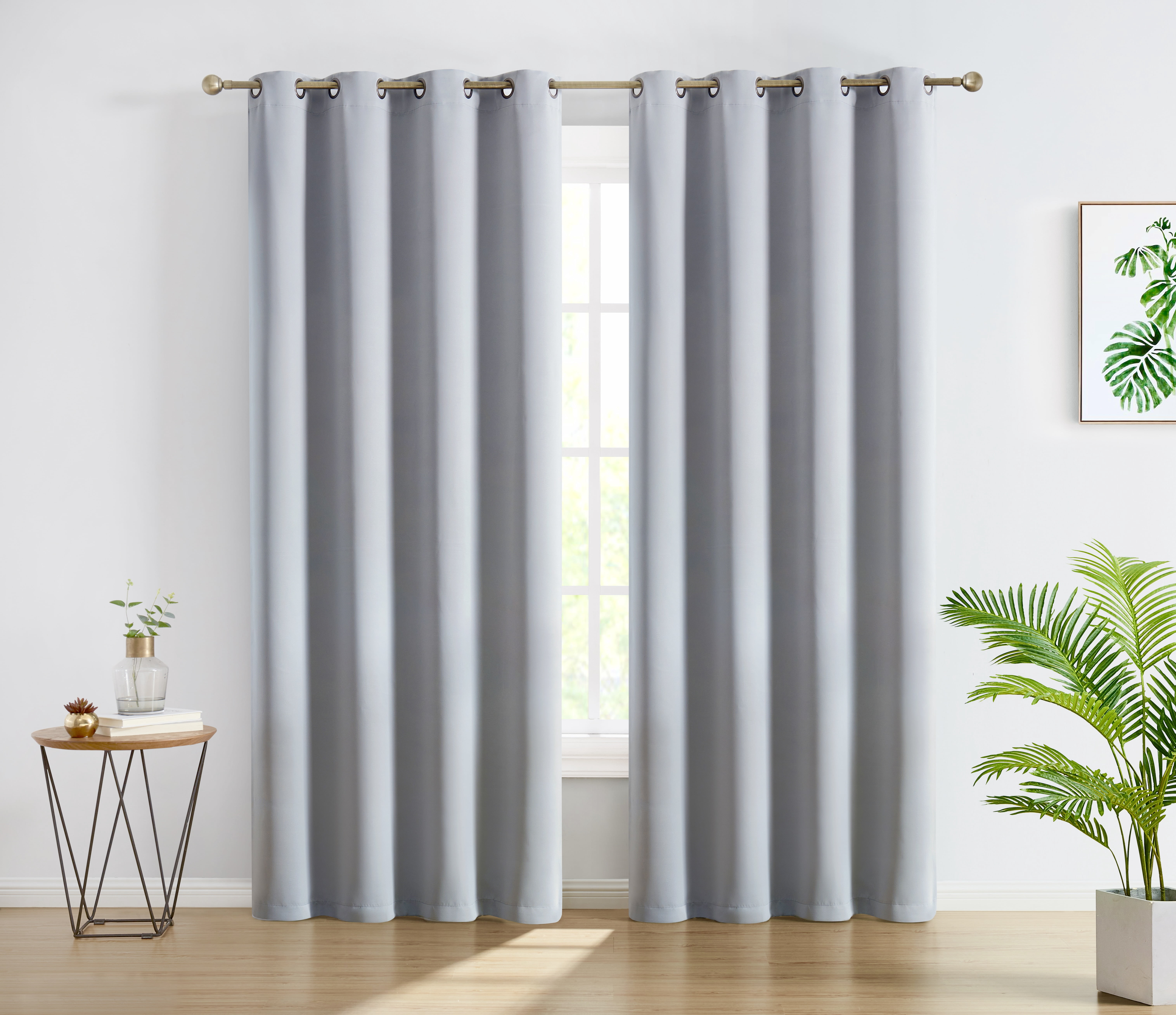 THD Cambridge 96 Inch Blackout Curtains - Grey Curtains for Bedroom, Thermal Drapes, Noise Cancelling Thermal Insulated Window Curtain Grommet Panels, Set of 2 (52 W x 96 L, Light Grey)