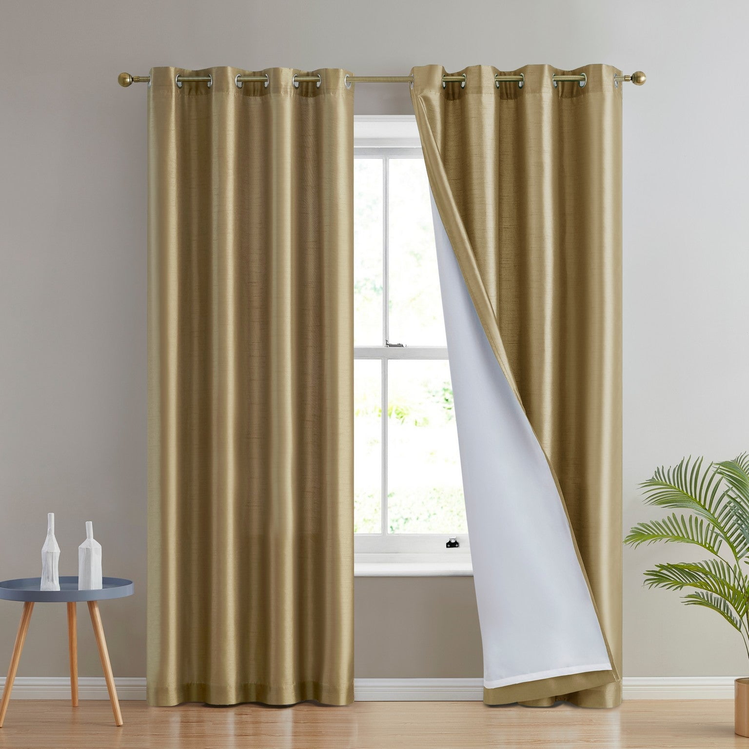 Bella Luna Henley Faux Linen Room Darkening 76 x 84 in. Grommet Curtain