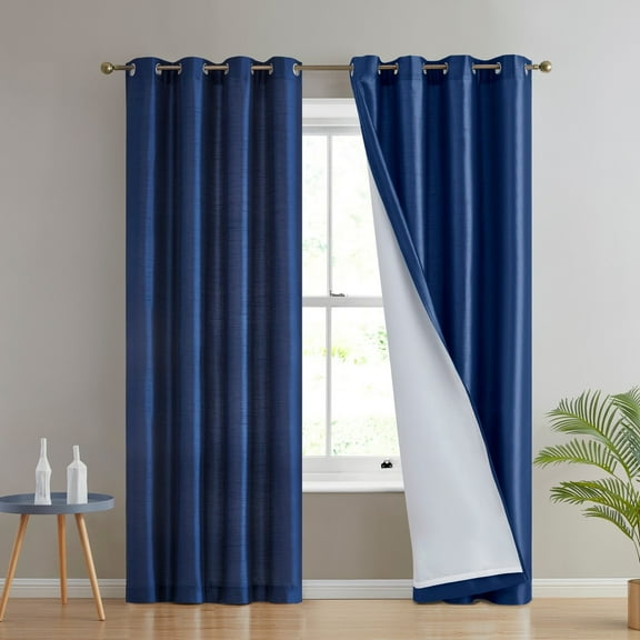 THD Duncan Faux Silk Semi Sheer Light Filtering Grommet Window Curtain Panels, Pair