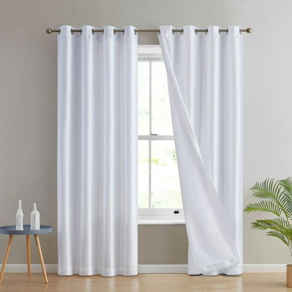 THD Duncan Faux Silk Semi Sheer Light Filtering Grommet Window Curtain Panels, Pair