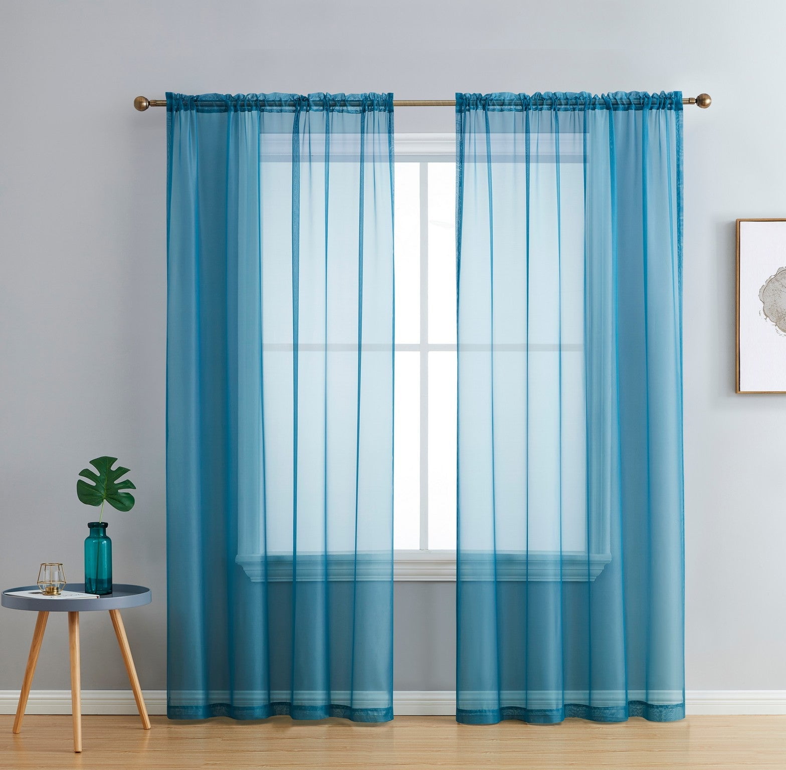 THD Essentials Sheer Voile Window Treatment Rod Pocket Curtain Panels