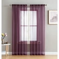 thumbnail image 1 of THD Serenity Sheer Voile Window Treatment Rod Pocket Curtain Panels - Curtains for Living Room - Set of 2 (Plum, 54 W x 84 L), 1 of 6