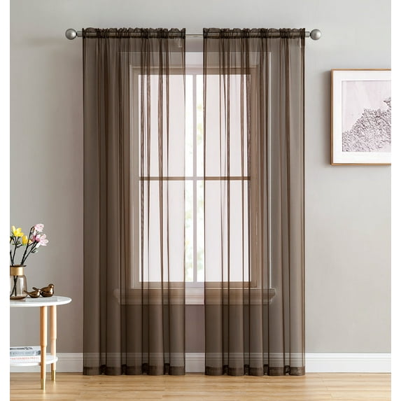 THD Essentials Sheer Voile Window Treatment Rod Pocket Curtain Panels - Pair