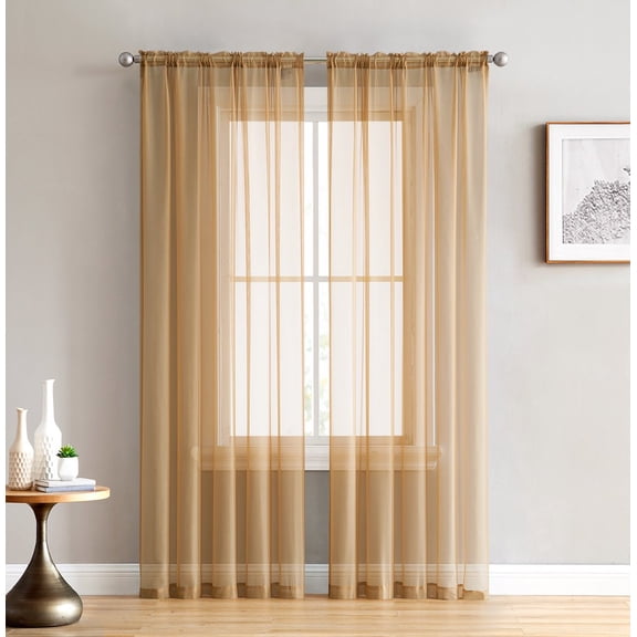 THD Essentials Sheer Voile Window Treatment Rod Pocket Curtain Panels - Pair