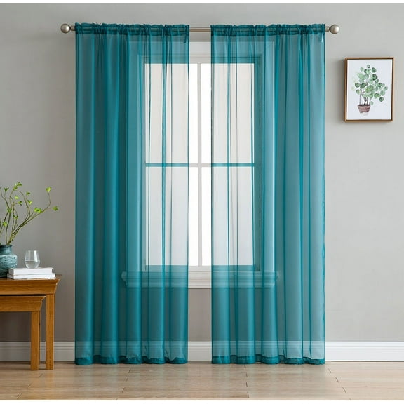THD Essentials Sheer Voile Window Treatment Rod Pocket Curtain Panels - Set of 4