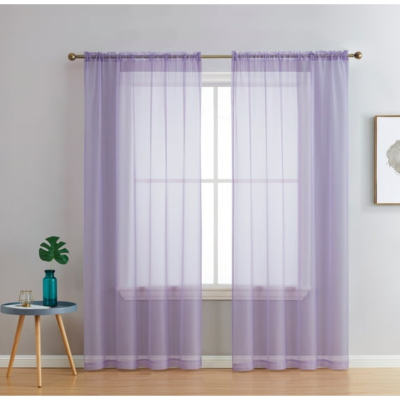 THD Essentials Sheer Voile Window Treatment Rod Pocket Curtain Panels