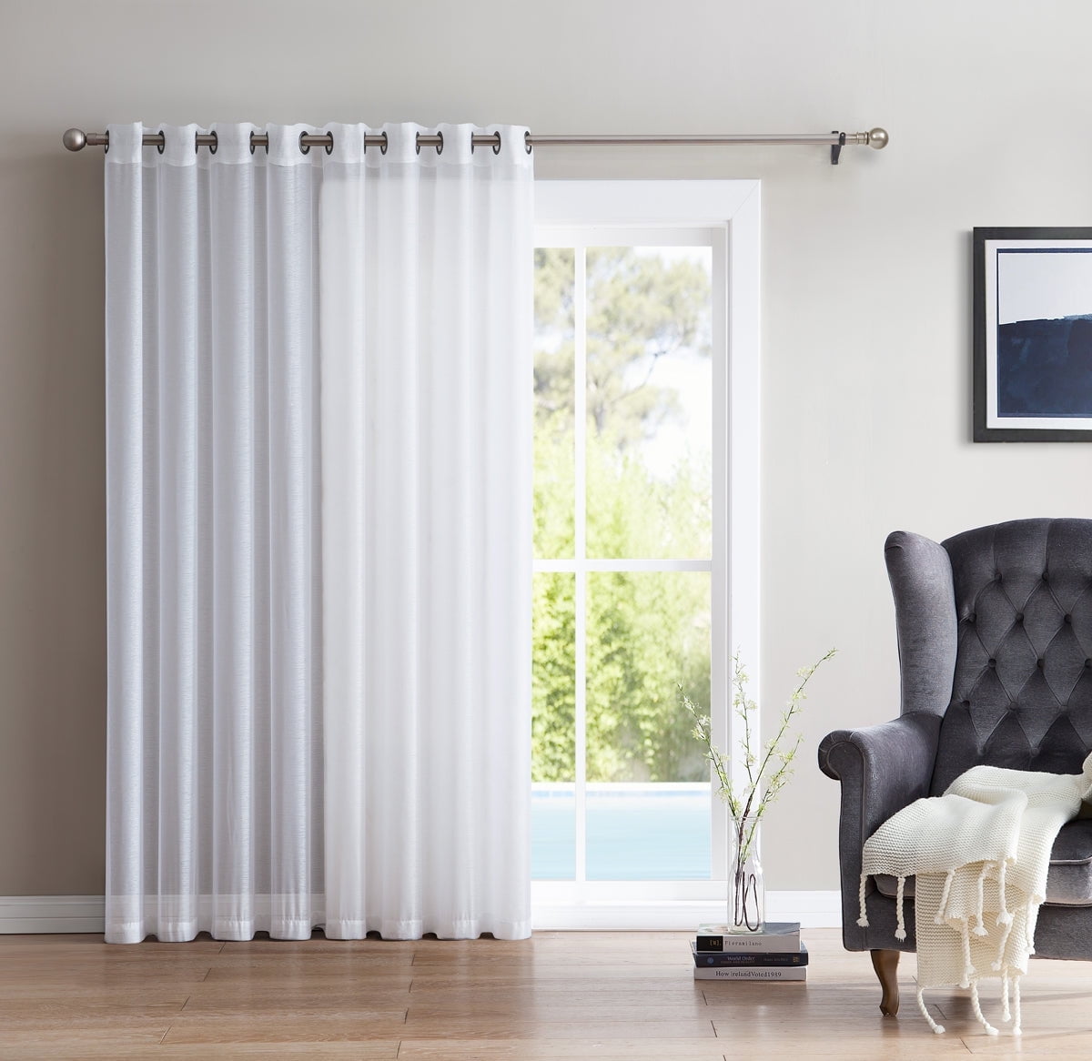 THD Extra Wide Sheer Voile Patio Door Grommet Curtain Panel for Sliding Doors - Single Panel - 100" inches wide