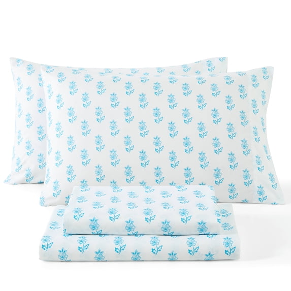 THD Floral Bed Sheets - 4 Piece Bed Sheet Set - Wrinkle Resistant & Ultra Soft - Fits Mattresses up to 15 Inches Deep