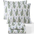 thumbnail image 1 of THD Cottage Core 4-Piece Printed Patterned Floral Blue Bed Sheets Set - Wrinkle Resistant & Ultra Soft - Fits Mattresses up to 15 Inches Deep (King), 1 of 6