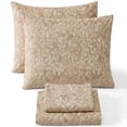 thumbnail image 1 of THD Leaves 4-Piece Printed Patterned Floral Brown Taupe Bed Sheets Set - Wrinkle Resistant & Ultra Soft - Fits Mattresses up to 15 Inches Deep (King), 1 of 6