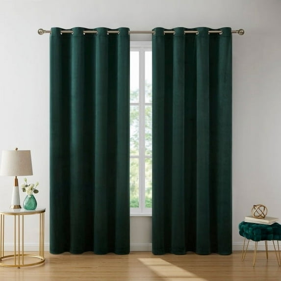 THD Grace Velvet Premium Soft Grommet Window Treatment Curtain Drapery Panels - Set of 2 Panels