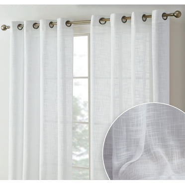 THD Harley Faux Linen Textured Semi Sheer Sun Light Filtering Window Grommet Curtain Panels, 2 Panels
